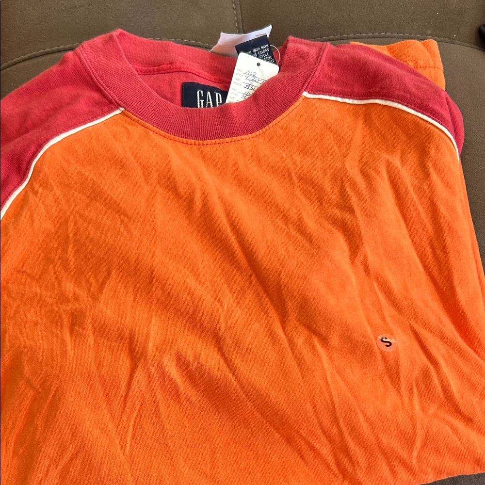 GAP Kids Two-Tone Orange and Red Long Sleeve Tee